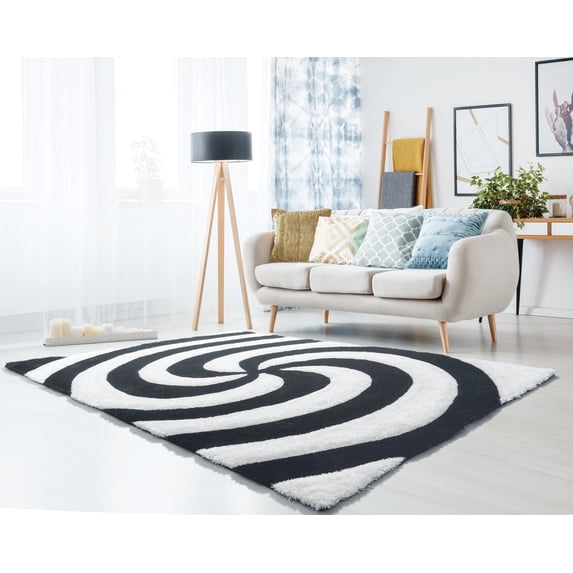 United Weavers Veria Agba Shag Black Hand Carved Polyester Area Rug