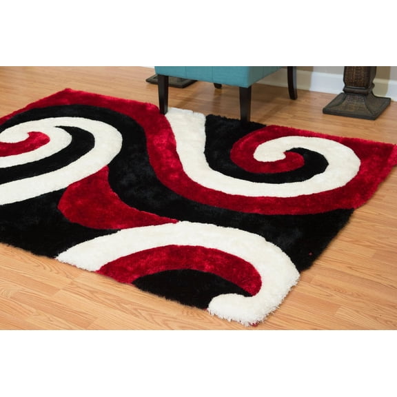 United Weavers Veria Apex Shag Abstract Accent Rug, Red, 1'10" X 3'