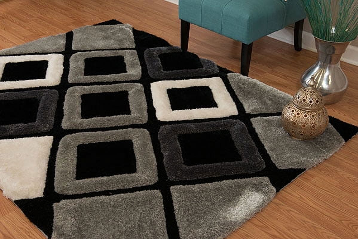 United Weavers Veria Blitzen Shag Geometric Accent Rug, Black, 1'10" X 3'
