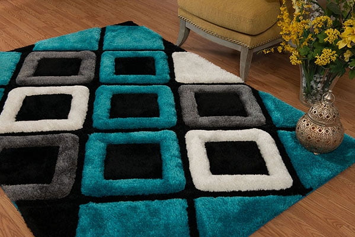 United Weavers Veria Blitzen Shag Geometric Area Rug, Aqua, 5'3" X 7'2"
