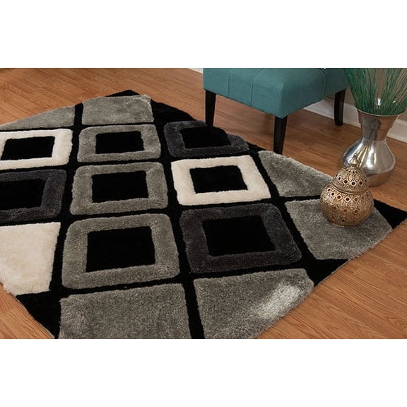 United Weavers Veria Blitzen Shag Geometric Area Rug, Black, 7'10" X 10'6"