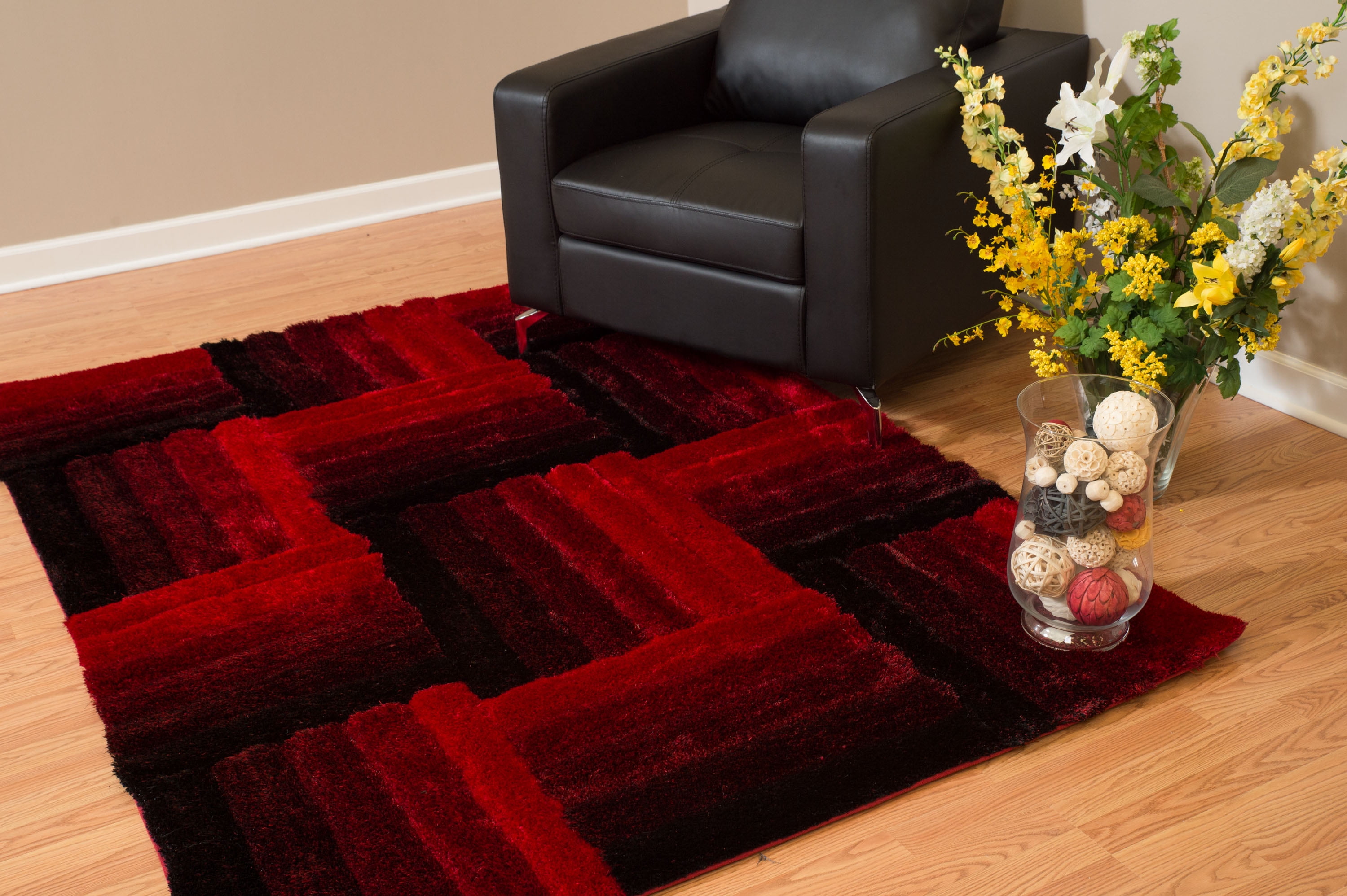 United Weavers Veria Doux Shag Geometric Accent Rug, Red, 1'10" X 3'