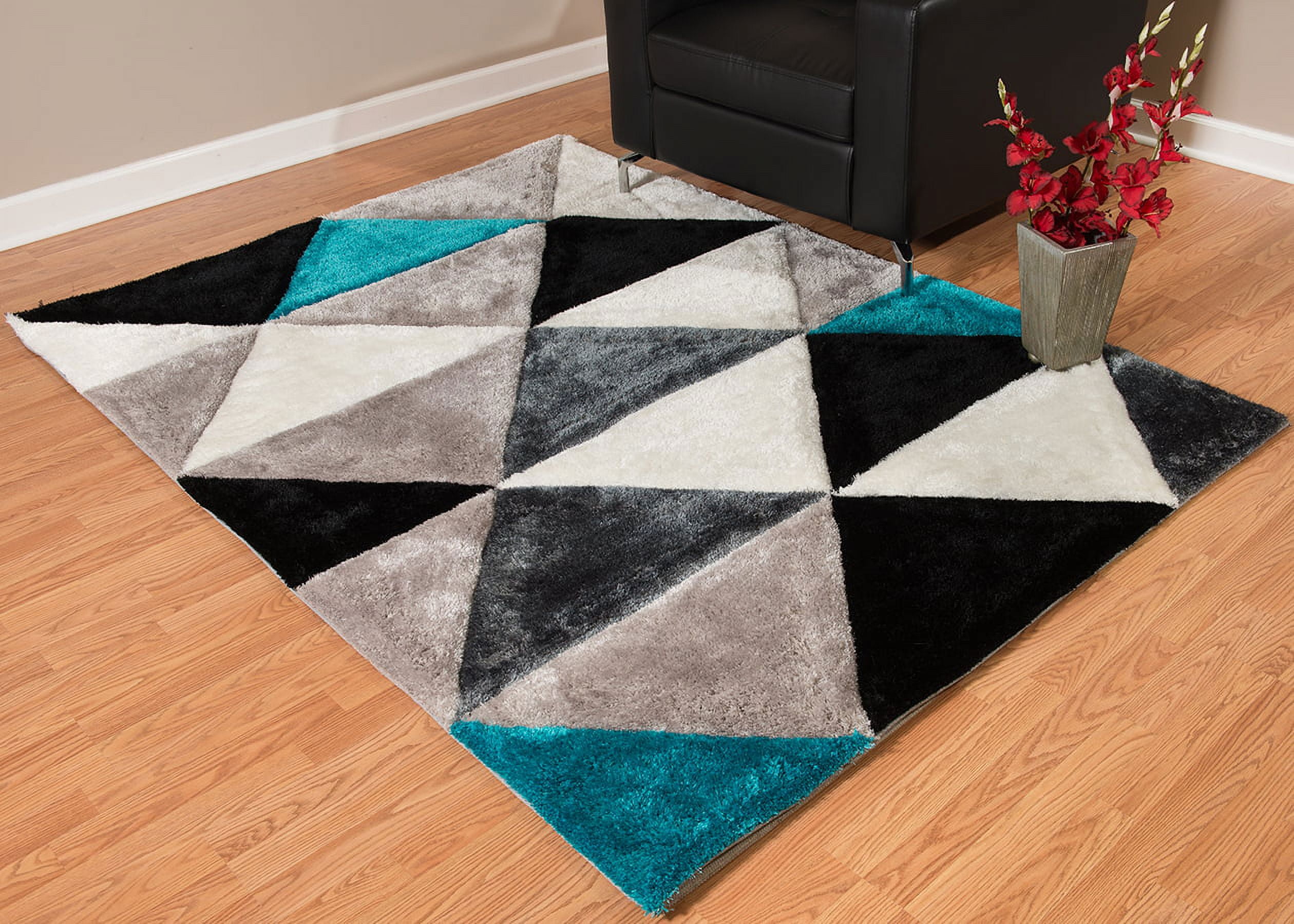 United Weavers Veria Freyja Shag Geometric Area Rug, Aqua, 7'10" X 10'6"
