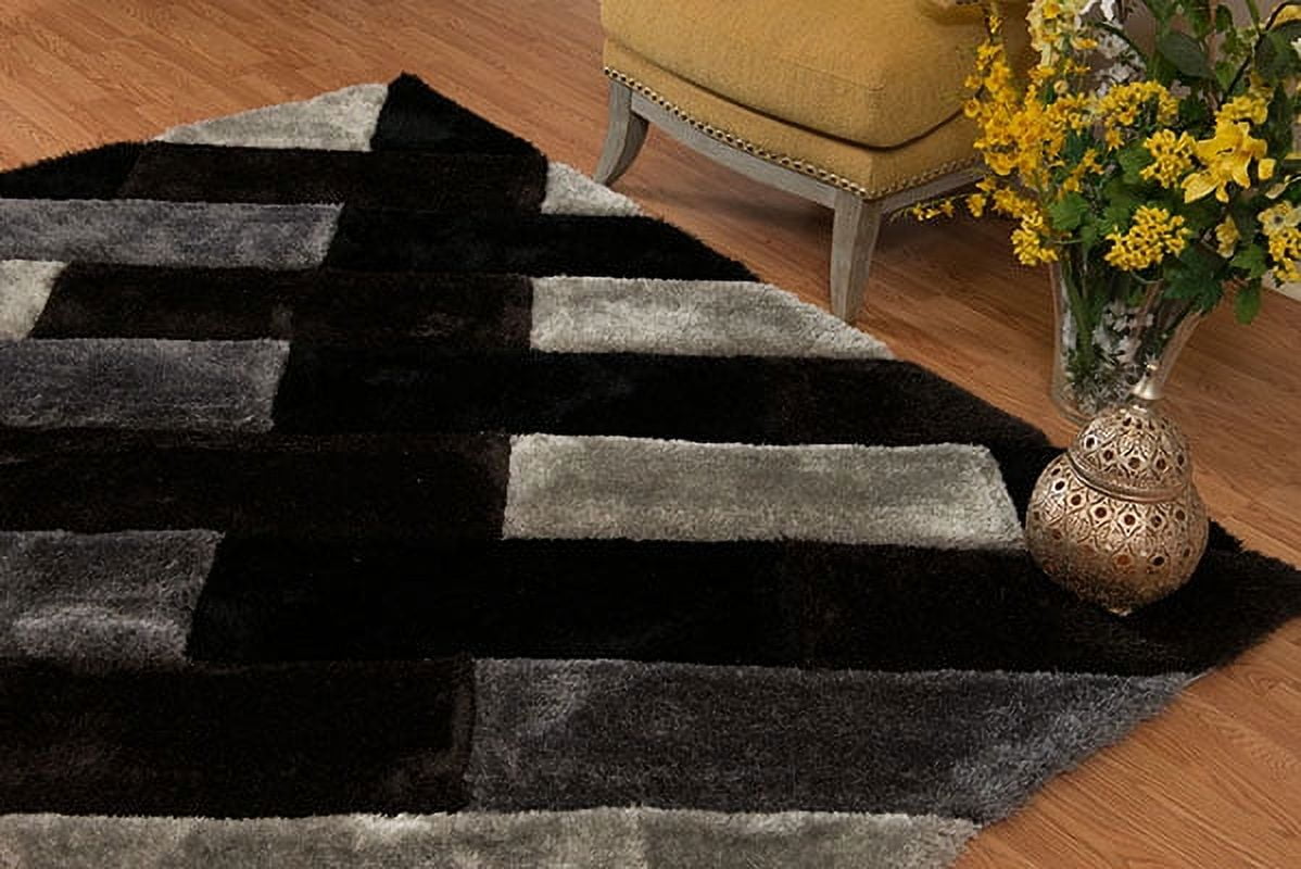 United Weavers Veria Hearthstone Shag Geometric Area Rug, Black, 7'10" X 10'6"