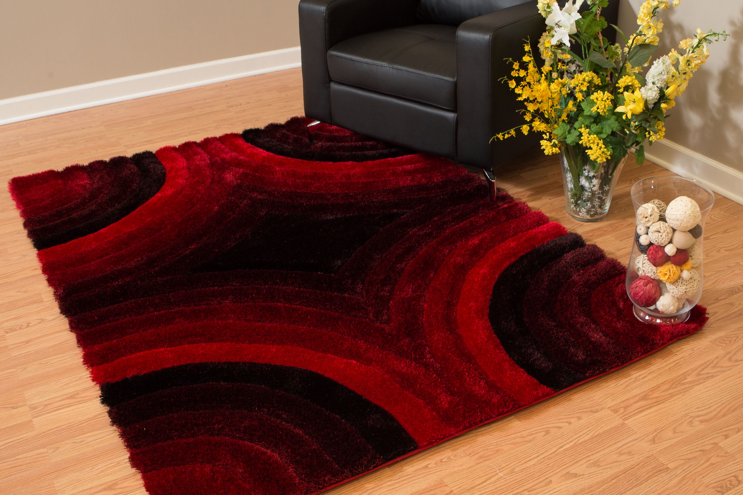 United Weavers Veria Morbido Shag Abstract Area Rug, Red, 5'3" X 7'2"