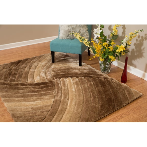 United Weavers Veria Suave Shag Geometric Area Rug, Beige, 5'3" X 7'2"