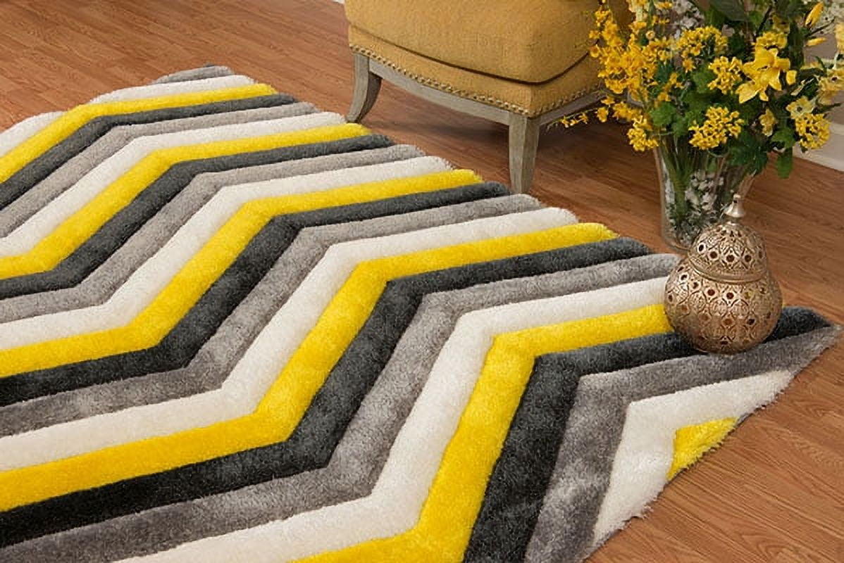 United Weavers Veria Zig Zag Shag Geometric Area Rug, Yellow, 5'3" X 7'2"
