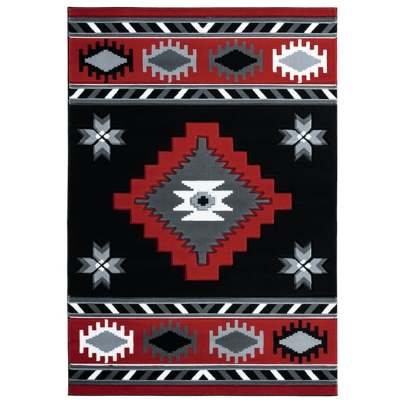 United Weavers Bristol Area Rug 2050 10430 Caliente Red Medallions Angled 2' 7" x 7' 4" Rectangle