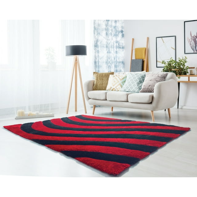 United Weavers of America Abstract Shag Contemporary Area Rugs, Black