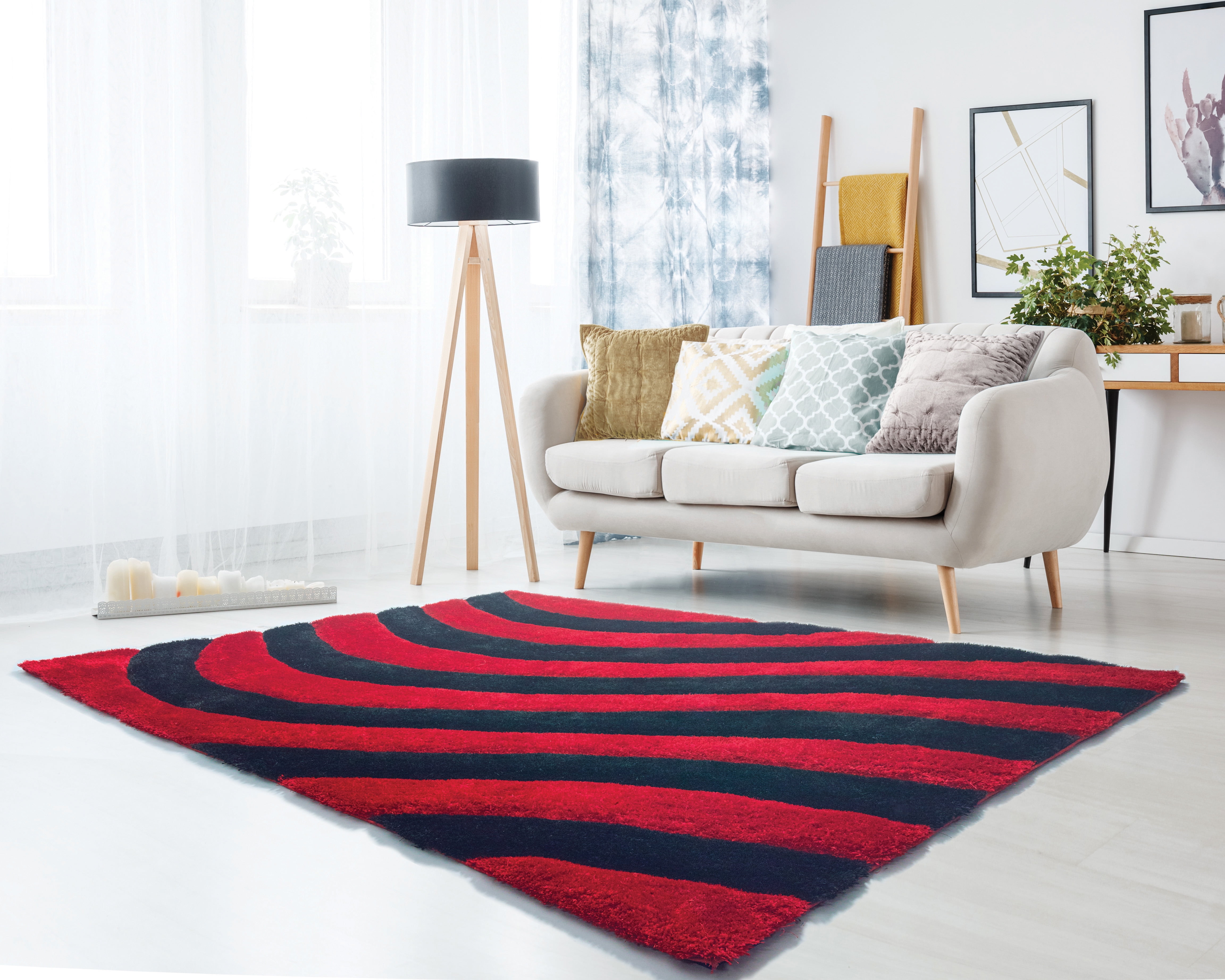 United Weavers of America Abstract Shag Contemporary Area Rugs, Black