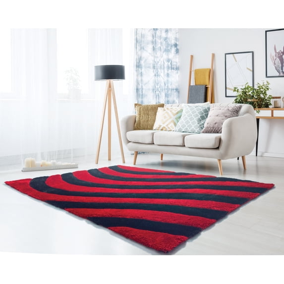 United Weavers of America Abstract Shag Contemporary Area Rugs, Black