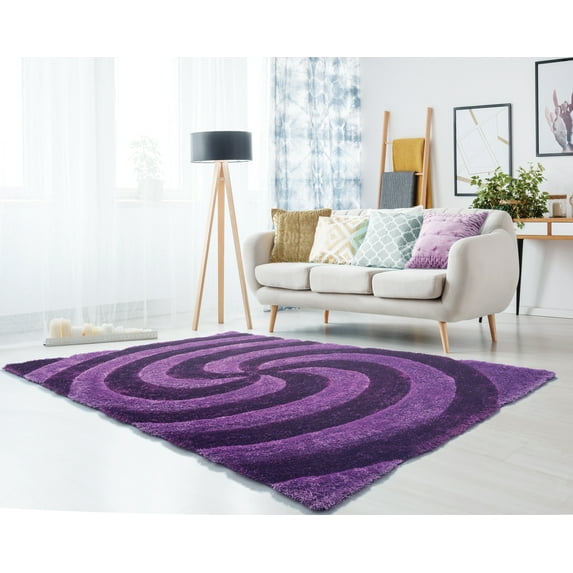 United Weavers of America Abstract Shag Contemporary Area Rugs, Purple