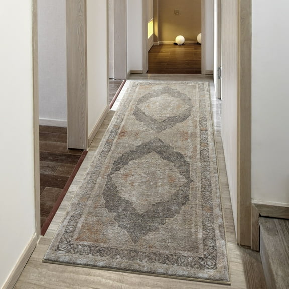 United Weavers of America Contemporary/Transitional Medallion Runner Rug, 31 in x 86 in