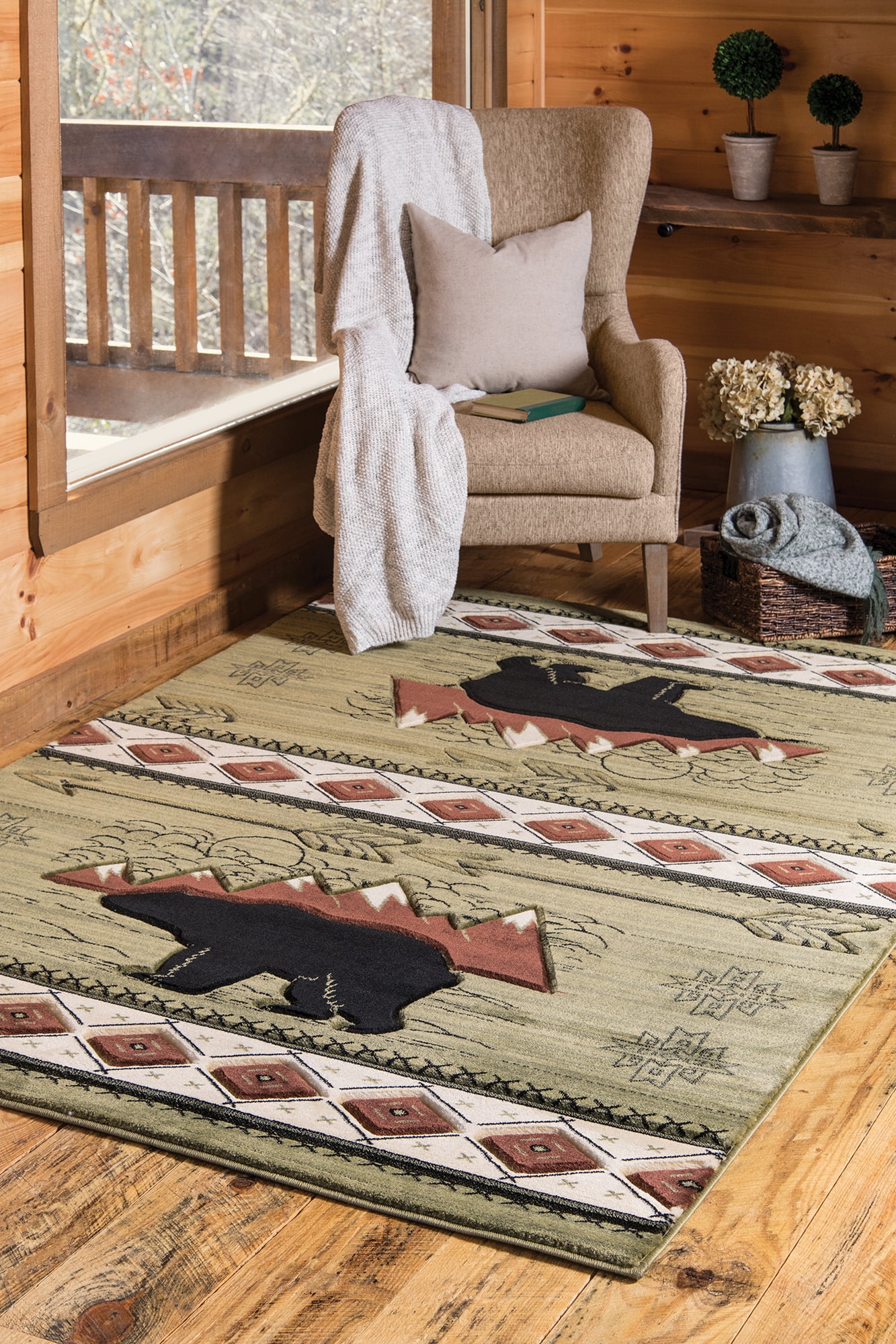 United Weavers of America Lodge Animal Print Loomed Area Rug, 2.58' x 4.17'
