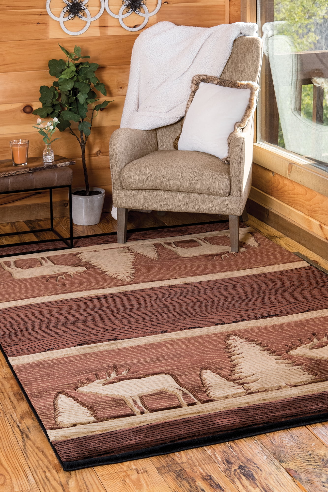 United Weavers of America Lodge Animal Print Loomed Area Rug, 5.25' x 7.5'