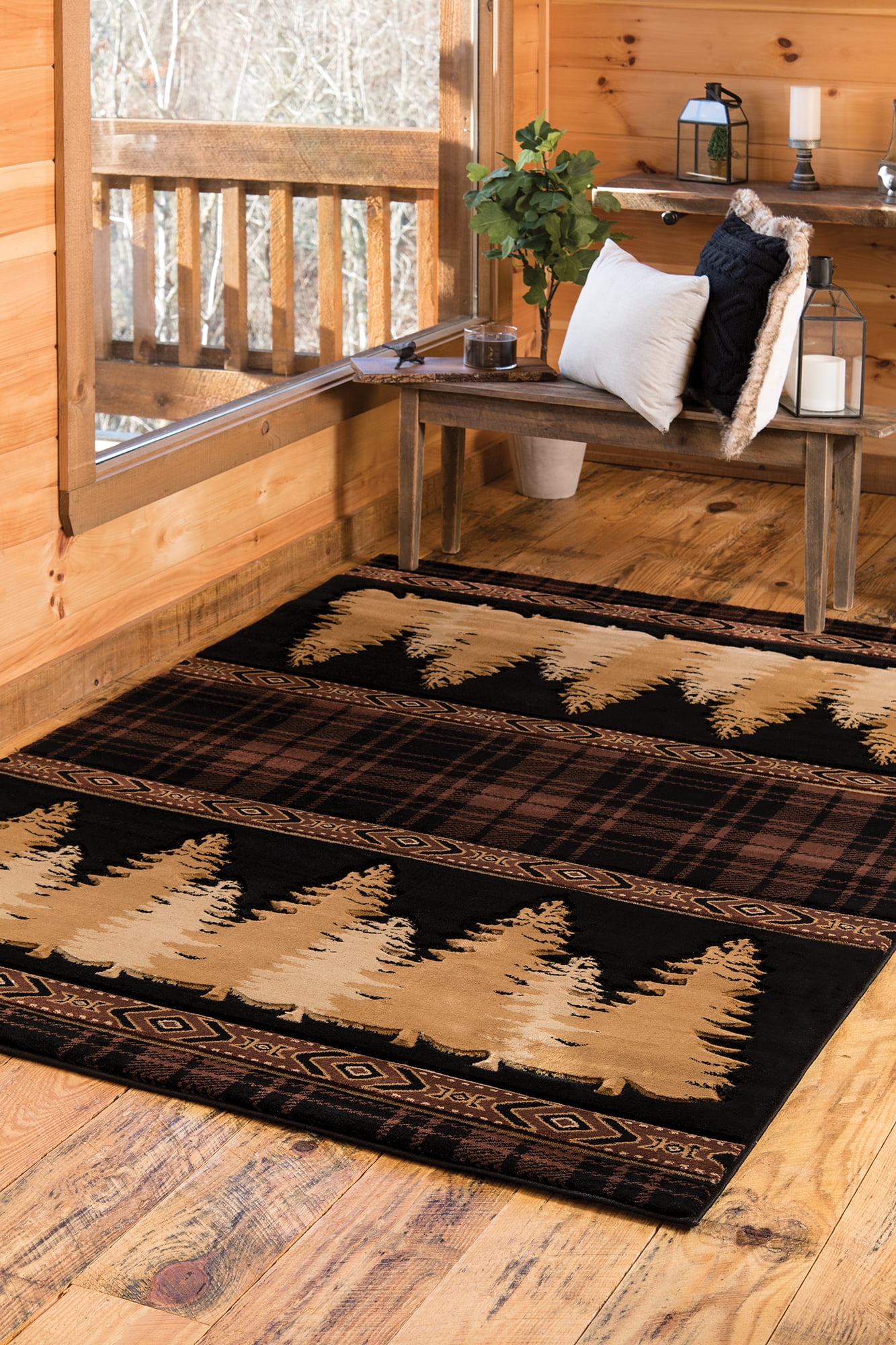 United Weavers of America Lodge Geometric, Plaid Hand-Made Area Rug, 7.83' x 10'