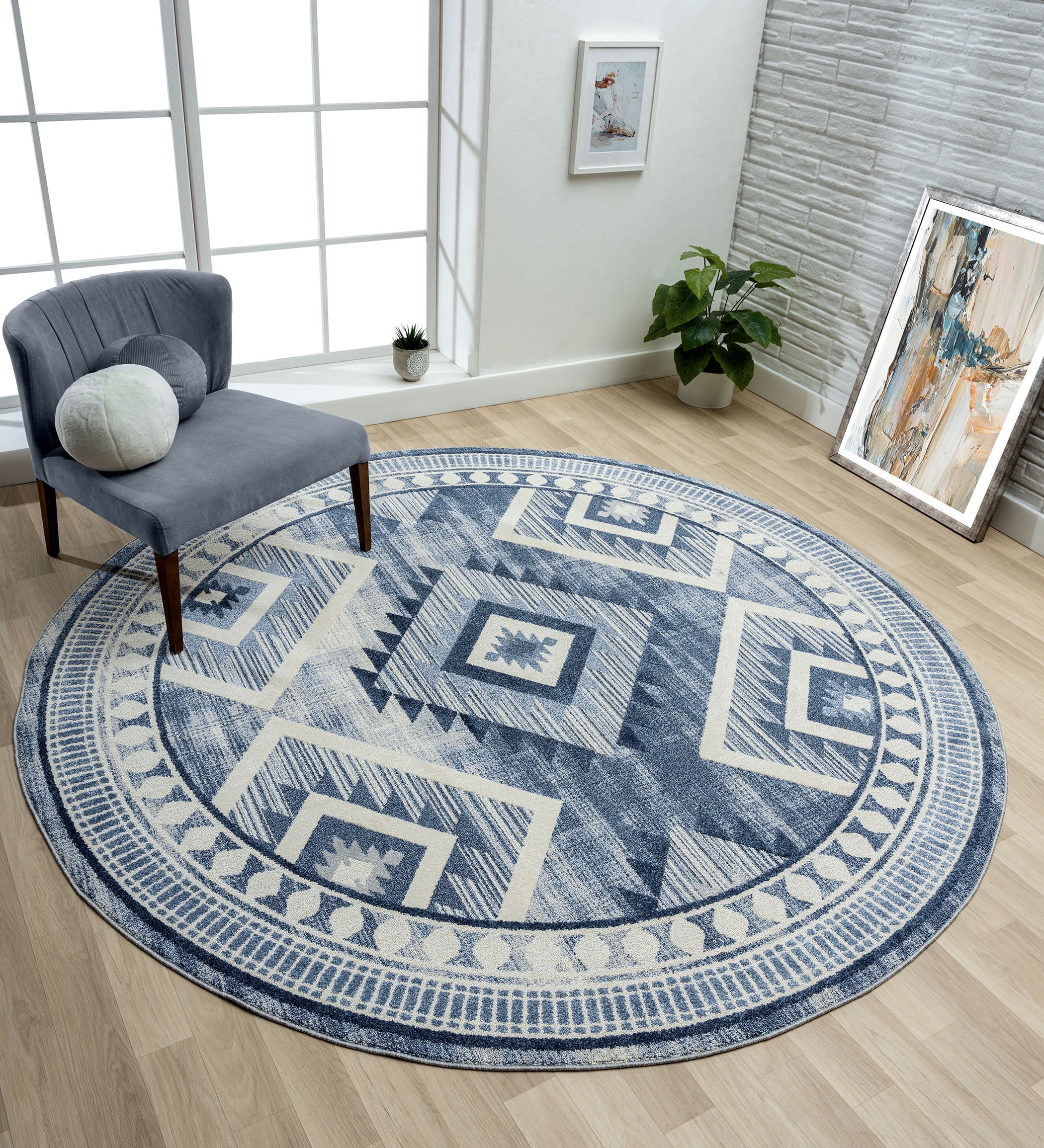 United Weavers of America Milana Contemporary/Transitional Geomtric Area Rug, 7' 11" x 7' 11"