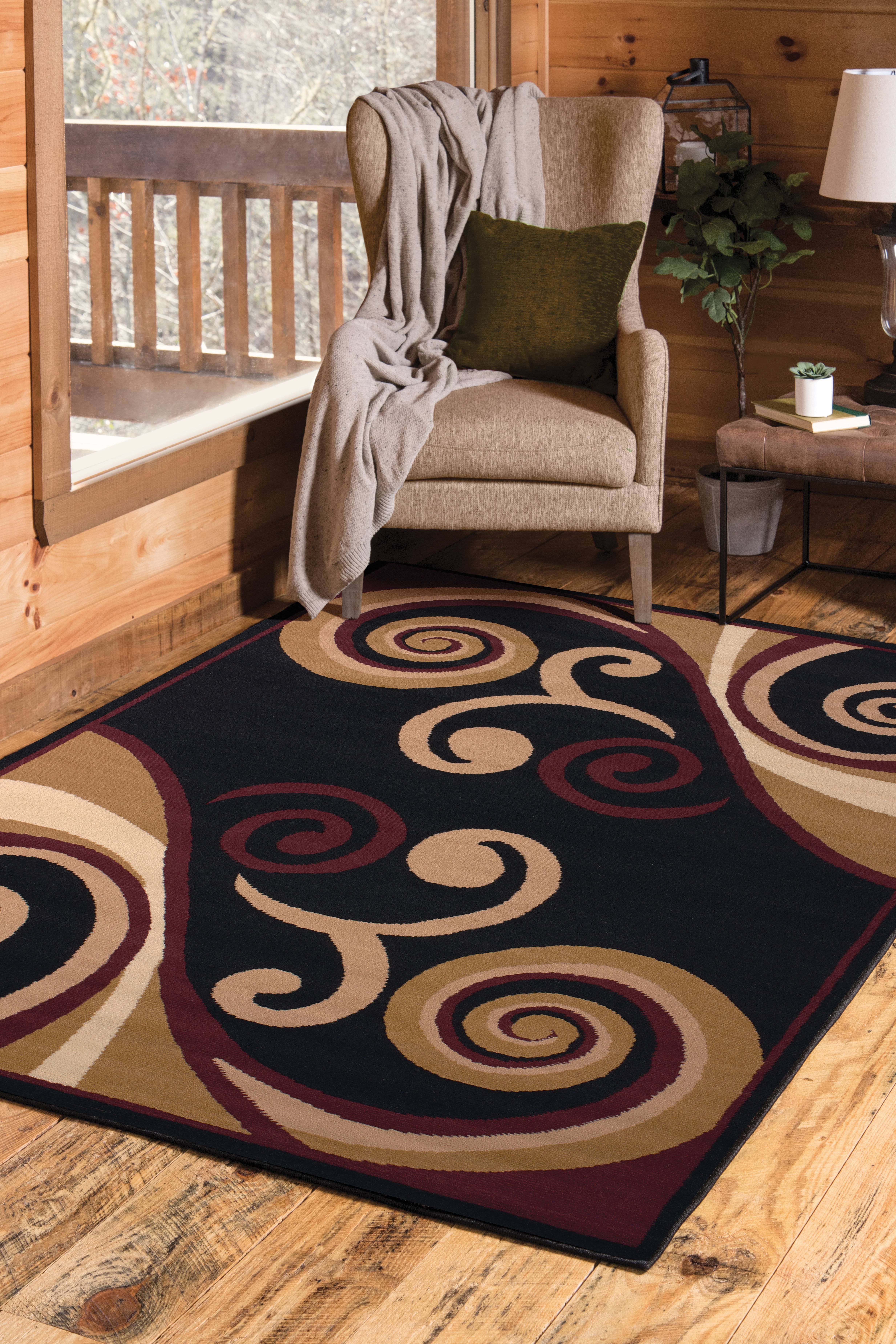 United Weavers of America Runner Rug, Geometric, Burgundy, 2'3 x 7'2", Power-loomed, Stain-resistant