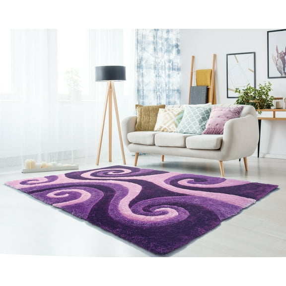 United Weavers of America Swirl Shag Contemporary Area Rugs, Purple