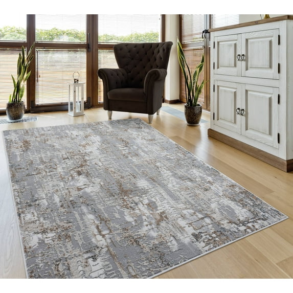 United Weavers of America Symphony Abstract Modern Runner Rug, Beige