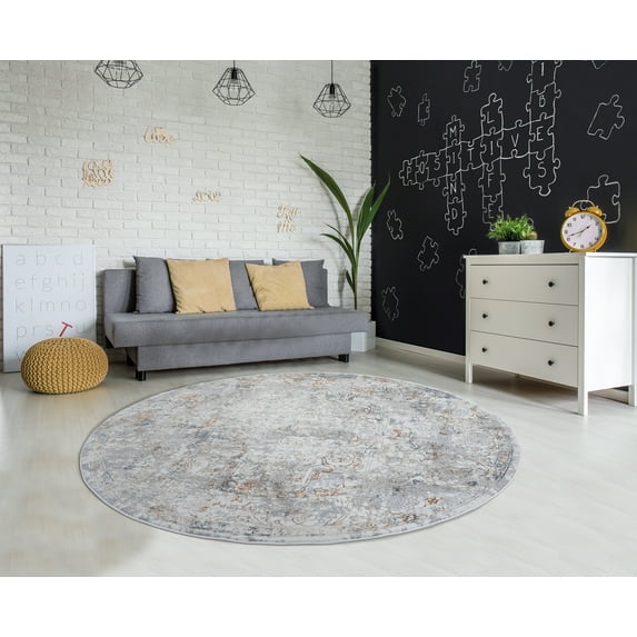 United Weavers of America Symphony Circle Bordered Transitional Runner Rug, Beige