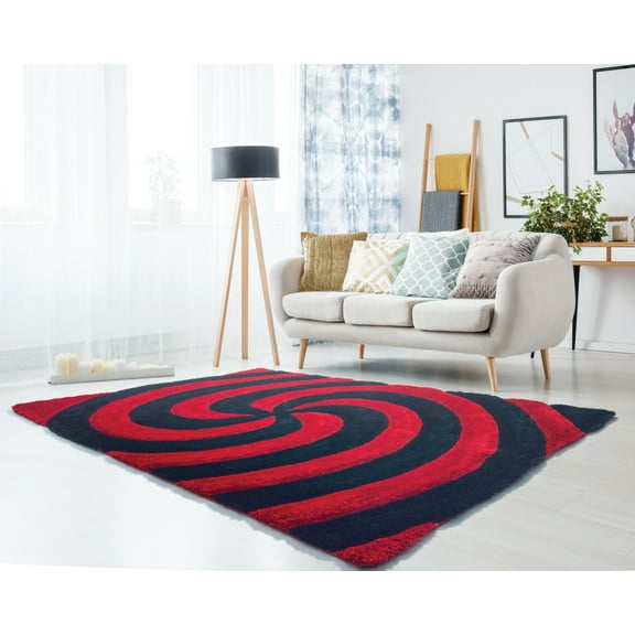 United Weavers of America Veria Agba Shag Abstract Shag Contemporary Area Rugs, Black