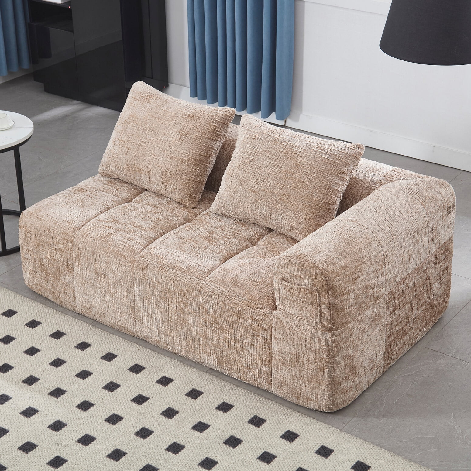 United We Win Chenille Loveseat Sofa with Quick Rebound Foam & Anti ...