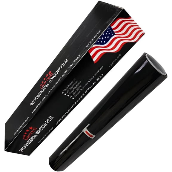 United Window Tint Universal Black 20% VLT 20" in x 100'Ft Standard Dyed 1Ply Film Black Color - Privacy Window Tint for Car, Home, Blocks UV/IR Rays, Reduce Heat & Glare - Adhesive Window Film