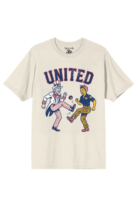 United in Sack Patriotic Soccer Unisex Adult Graphic Tee Uncle Sam Screen Print Short Sleeve Crew Neck Cotton T-Shirt-XXL
