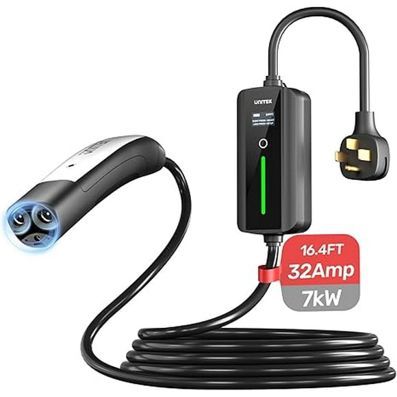 Unitek Portable Tesla Wall Charger -Level 1 & 2 EV Charger for All Tesla, 32Amp 7KW 240V Mobile Charger Connector for Tesla, EV Charging Station for Tesla, Tesla Home Charger for ModelY/3/S/X