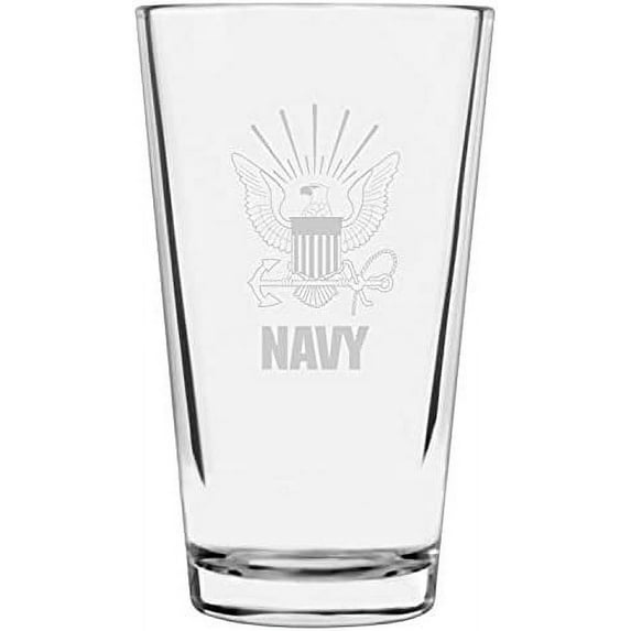 Unites States Navy United States Military Etched 16oz Libbey Pint Glass