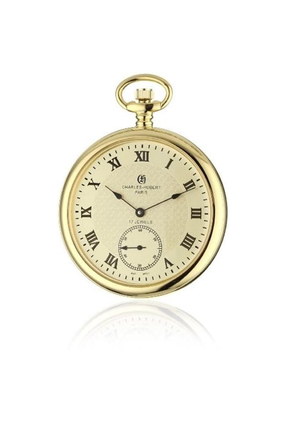 Unitron Enterprise IP-Plated Stainless Steel Open Face Gold Dial Pocket Watch