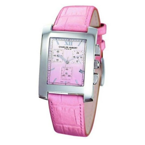 Unitron Enterprise Ladies Pink Leather Dial Chronograph Watch - Pink - 30 x 34 mm