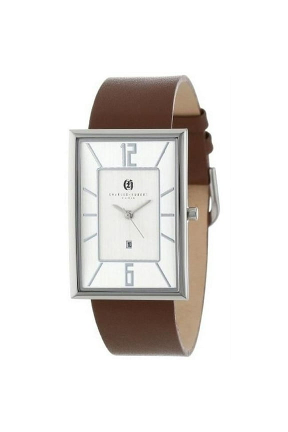 Unitron Enterprise Stainless Steel Silver Dial Rectangle Quartz Watch - Brown