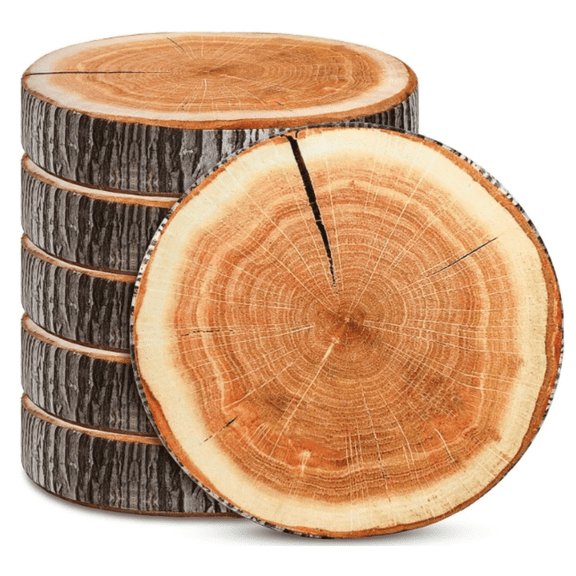 Unittype 6 Pcs Round Throw Pillow Wood Decorative Soft Circle Seating Tree Stump Pillow Floor Cushion Natural Wood Cushion 3D Digital Printing Forest Decor for Bedroom Living Room