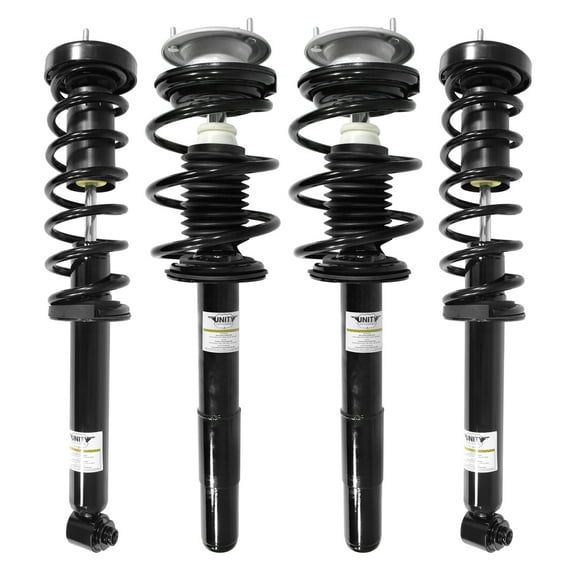 Unity Automotive Front & Rear Complete Strut Assembly Kit Fits 1998-2000 BMW 528i (E39 Body), 4-11390-15950-001