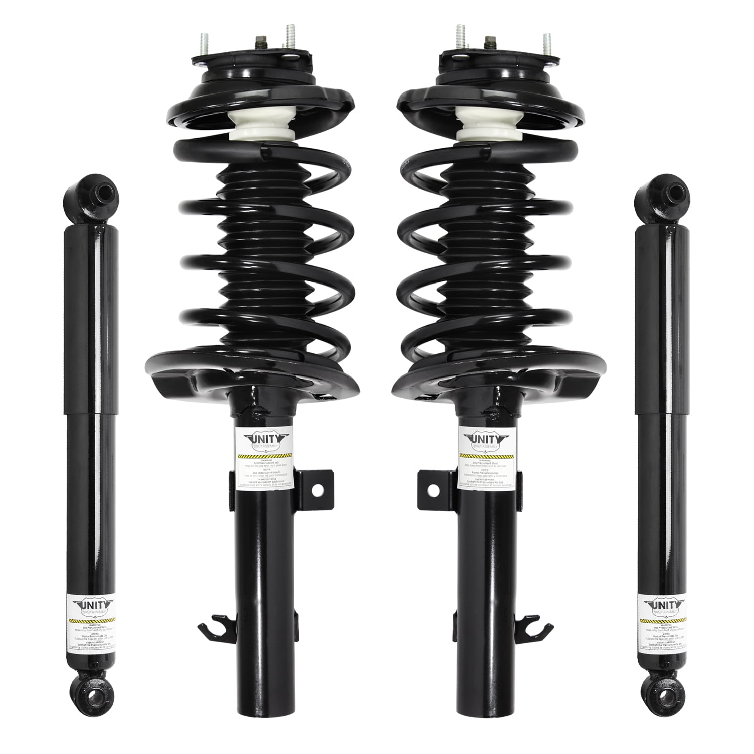 Unity Automotive Front & Rear Complete Strut Assembly Shock Kit Fits 2006-2007 Ford Focus, 4-11083-252020-001