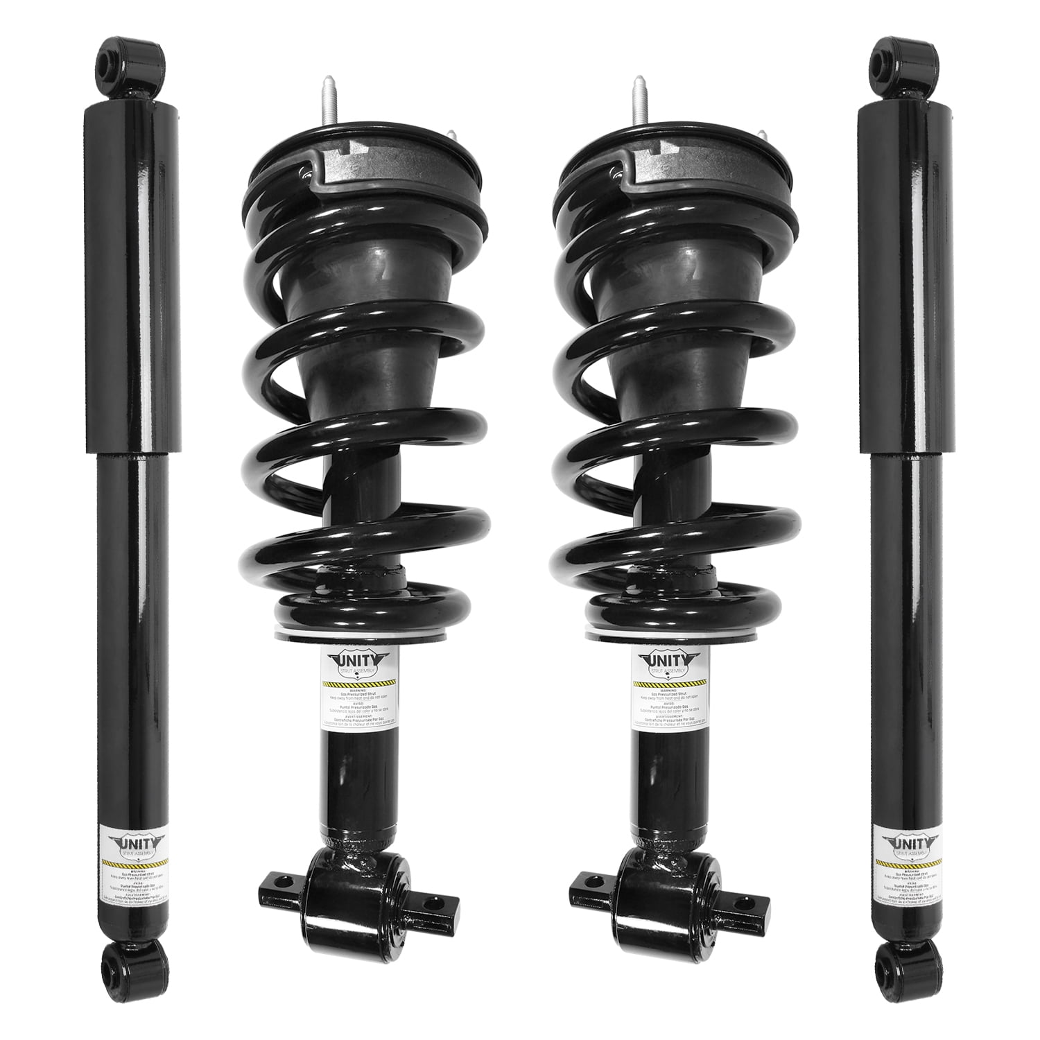 Unity Automotive Front & Rear Complete Strut Assembly Shock Kit Fits 2007-2013 Cheverolet Avalanche, 4-11590-251400-001