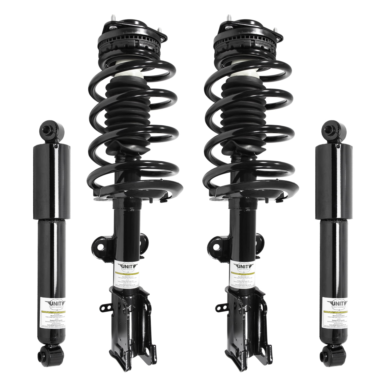 Unity Automotive Front & Rear Complete Strut Assembly Shock Kit Fits 2008-2014 Chrysler Town & Country, 4-11970-253050-001