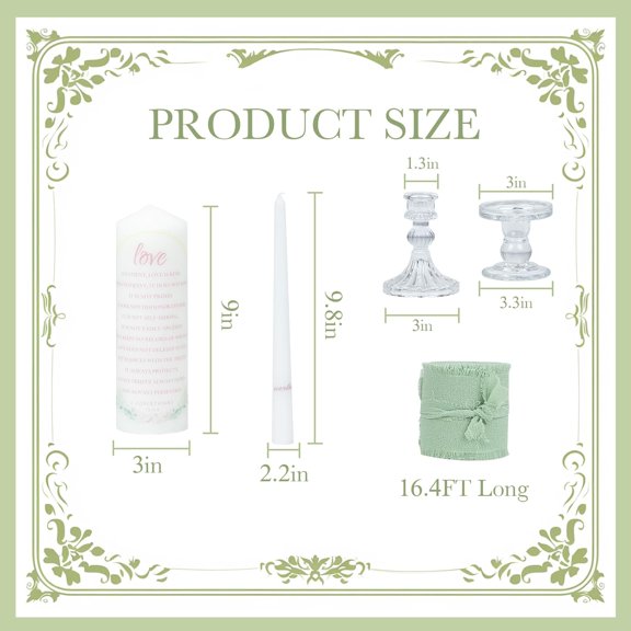 Unity Candle with Holder,Unity Candles for Wedding,Unity Candles,Wedding Candles for Ceremony witih 6.4FT Ribbon,Suitable for Weddings,Anniversaries or Special Events$$Home Decor, Kitchen, & Other
