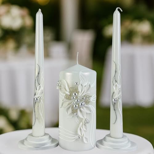 Unity Candle Set - Wedding Ceremony & Reception – 6” Pillar & Two 10 ...