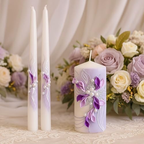 Unity Candle Set for Wedding Ceremony & Reception – 6” Pillar & Two 10 ...