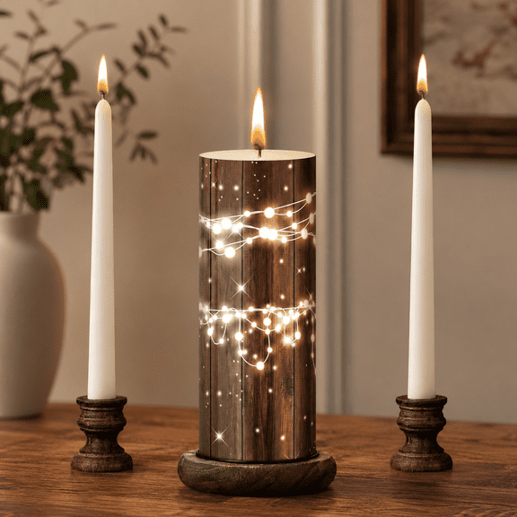 Unity Candles for Wedding Ceremony with Holder, Wood