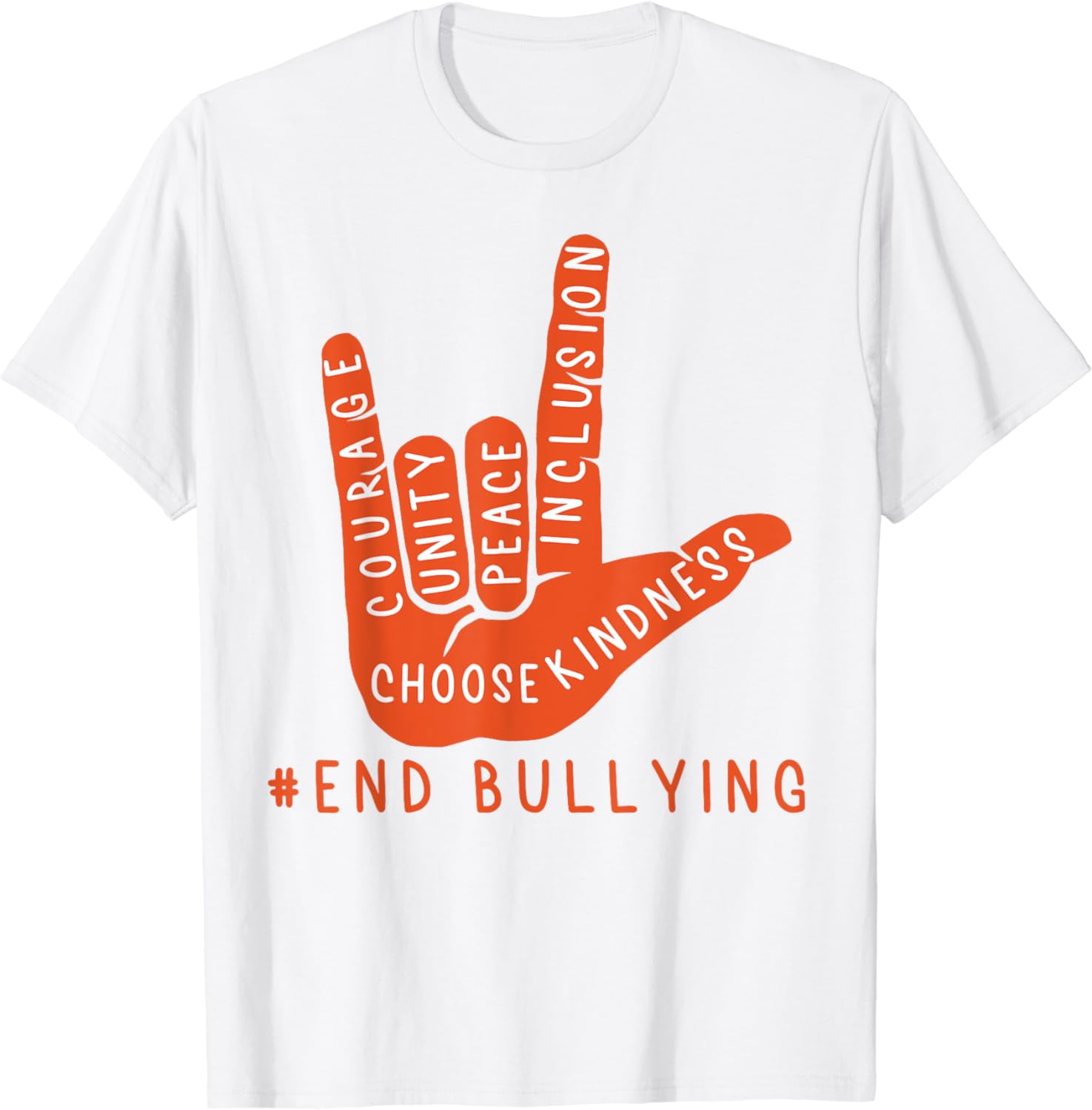 Unity Day Orange Kids 2021 Anti Bullying Love Sign Language T-Shirt ...