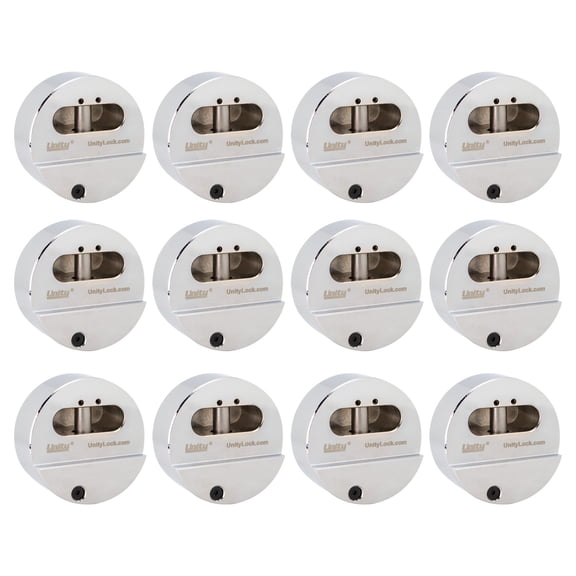 Unity Heavy Duty Hockey Puck Lock 2-7/8'', Hidden Shackle Keyed Alike Management Lock for Container, Truck, Van (12 Pack)