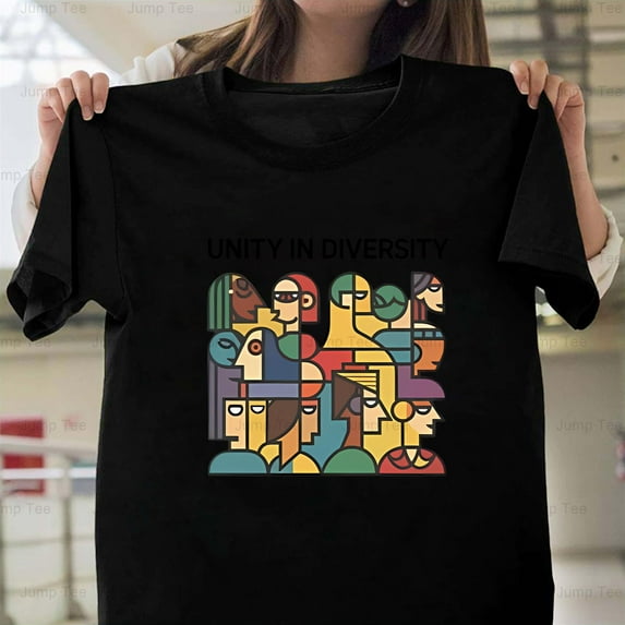 Unity In Diversity Positive Message Colorful Art Equality Peace Unisex T-Shirt, up to size 5XL