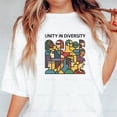 thumbnail image 1 of Unity In Diversity Positive Message Colorful Art Equality Peace Unisex T-Shirt, up to size 5XL, 1 of 2