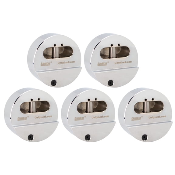 Unity Keyed Alike Hockey Puck Lock 2-7/8'', Hidden Shackle Locks for Resists Pulling & Cutting, Keyed Alike Management Lock for Container, Truck, Van (5 Pack)