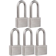 Unity Keyed Alike Marine Padlock, 100% Stainless Steel Long Shackle Lock for Marie, Sea, Boat 5 Pack