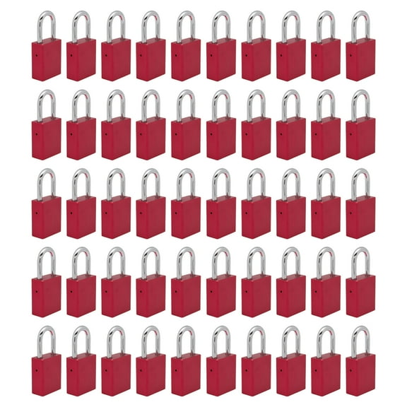 Unity Keyed Alike RED Aluminum Alloy Lockout Tagout Safety Padlock (50 Pack)